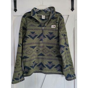 The North Face Men's Gordon Lyons Novelty Green Aztec 1/4 Zip Fleece Pul…